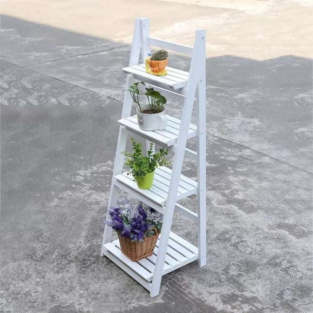 Scaffale Porta Fiori Pieghevole a 4 Livelli