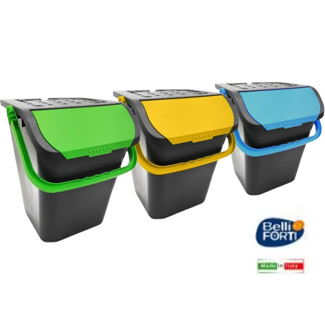 Belli e Forti Set 3 Tower Bin Pattumiere per Raccolta Differenziata
