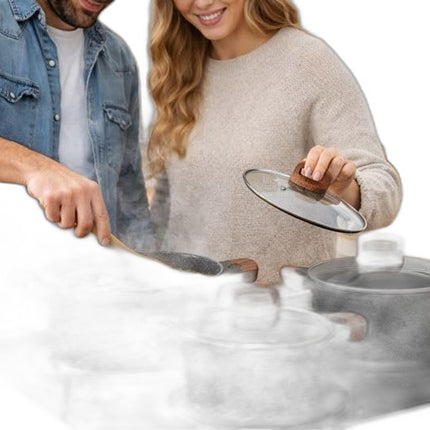 Cecaro Group - Batteria 3 Casseruole con Coperchi in Ceramica 20-24-28 cm