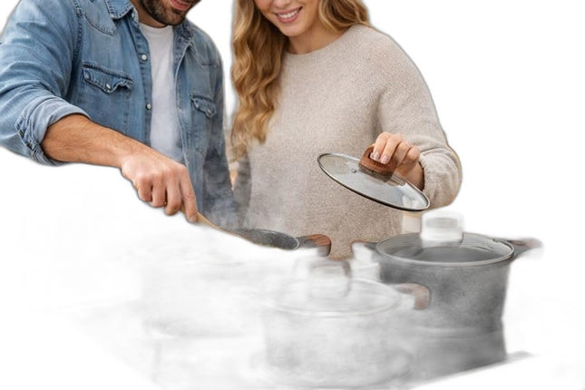 Cecaro Group - Batteria 3 Casseruole con Coperchi in Ceramica 20-24-28 cm
