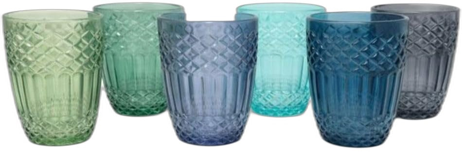 Cecaro Group -  Set 6 Bicchieri Colorati da 280 ml – Bicchieri in Vetro Decorato