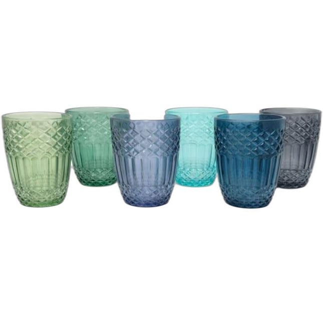 Cecaro Group -  Set 6 Bicchieri Colorati da 280 ml – Bicchieri in Vetro Decorato
