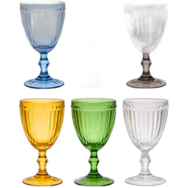 Cecao Group Set 6 Calici Olivia in Vetro Colorato da 330 ml – Calici Resistenti