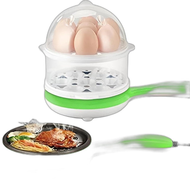Bollitore per Uova 3-in-1 Multifunzionale, Mini Padella Elettrica, Verde 7 Uova