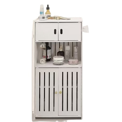 Cecaro Group - Mobiletto da Bagno Bianco in PVC con Ante e Ripiani