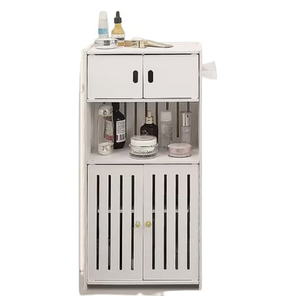 Cecaro Group - Mobiletto da Bagno Bianco in PVC con Ante e Ripiani