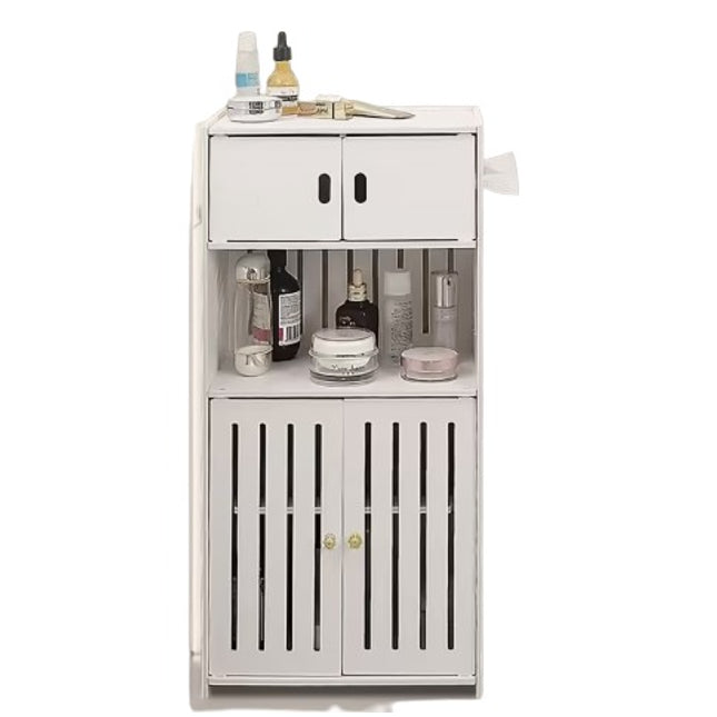 Cecaro Group - Mobiletto da Bagno Bianco in PVC con Ante e Ripiani