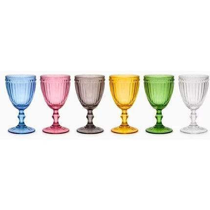 Cecaro Group – Set Bicchieri e Calici Olivia in Vetro Colorato - 6 Bicchieri da 300 ml + 6 Calici da 270 ml