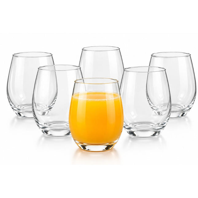 Set 6 bicchieri in vetro da 500 ml senza stelo per acqua e bibite