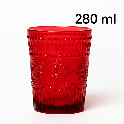 Set Bicchieri Natalizi in Vetro Rosso – 6 pezzi da 280 ml