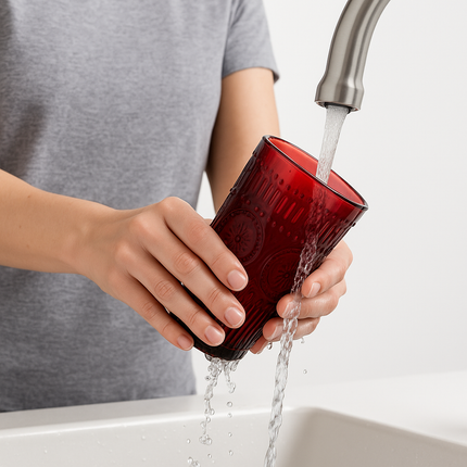 Set Bicchieri Natalizi in Vetro Rosso – 6 pezzi da 280 ml