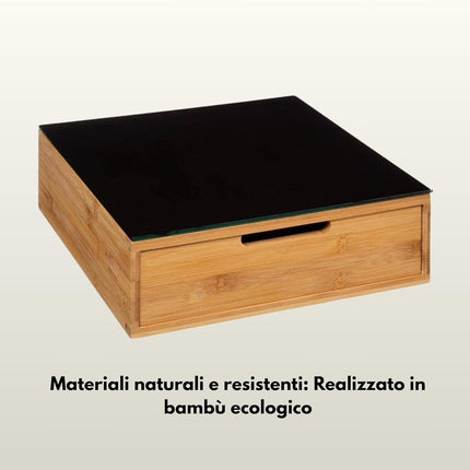 Porta Cialde in Bambù con Cassetto