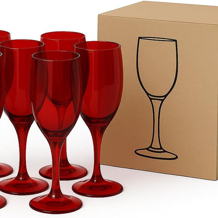 Set 6 Flute in Vetro Rosso 165 ml - Natalizi - Natale Capodanno