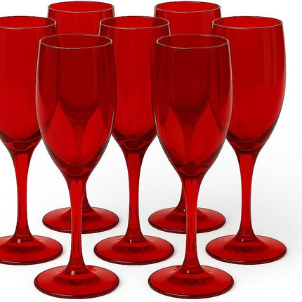 Set 6 Flute in Vetro Rosso 165 ml - Natalizi - Natale Capodanno