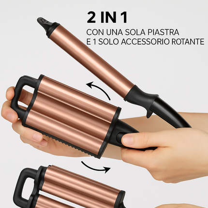 Piastra Per Capelli 2 in 1 Onde Larghe e Strette