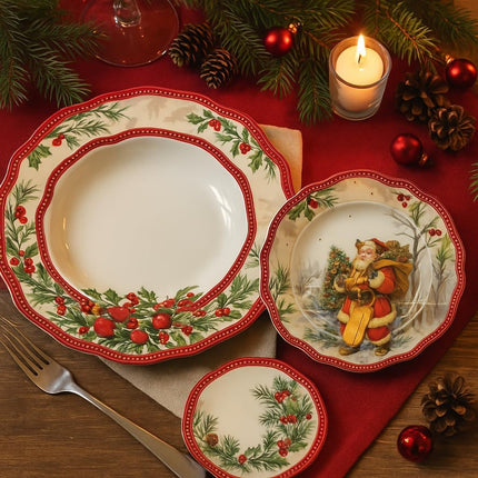 Set Piatti Natale Babbo Natale in Porcellana