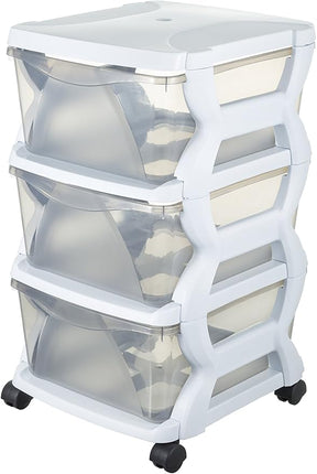 Bama 99002 – Insieme 3 Cassetti con Ruote (Bianco, 36 x 40 x 62 cm)