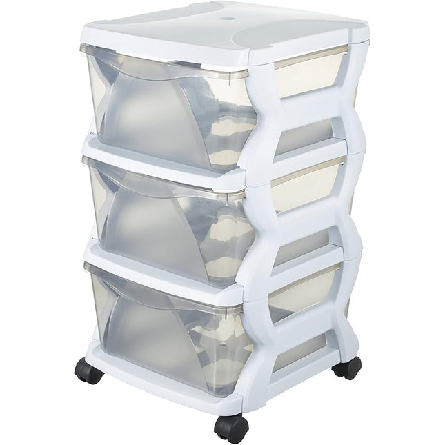 Bama 99002 – Insieme 3 Cassetti con Ruote (Bianco, 36 x 40 x 62 cm)