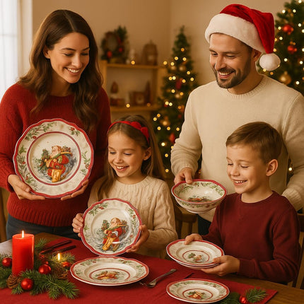 Set Piatti Natale Babbo Natale in Porcellana