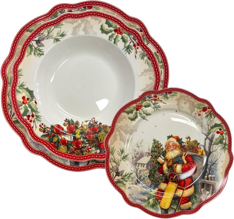 Set Piatti Natale Babbo Natale in Porcellana