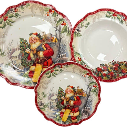 Set Piatti Natale Babbo Natale in Porcellana