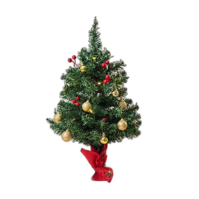 Albero di Natale Artificiale da Tavolo 60 cm 73 Rami 15 LED