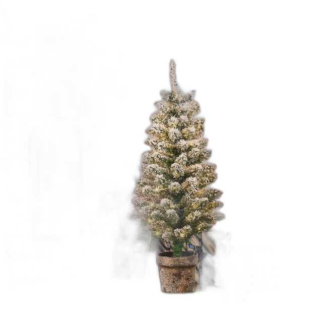 Albero di Natale Artificiale Innevato con 60 Luci LED Bianche 40x90cm