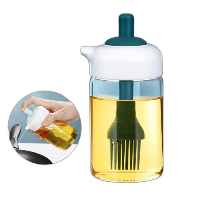 Bottiglia per olio da 230 ml in vetro con pennello in silicone