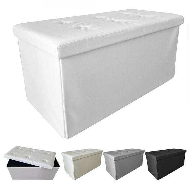 Pouf Contenitore Rettangolare pieghevole  in Ecopelle 77x38x38 cm