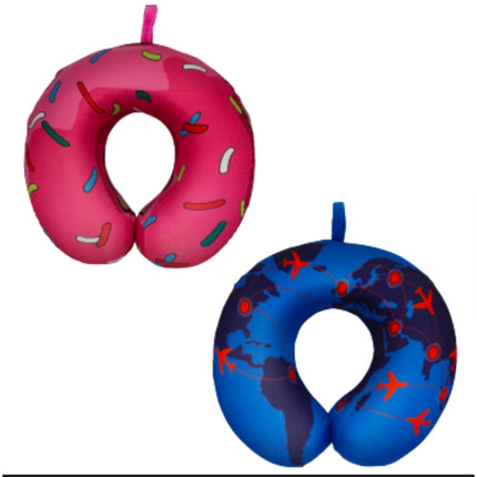 Più Forty cuscino da viaggio ergonomico per collo con stampa