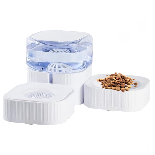 Distributore Automatico di Cibo per Gatti e Cani da 4 Litri con 2 Ciotole