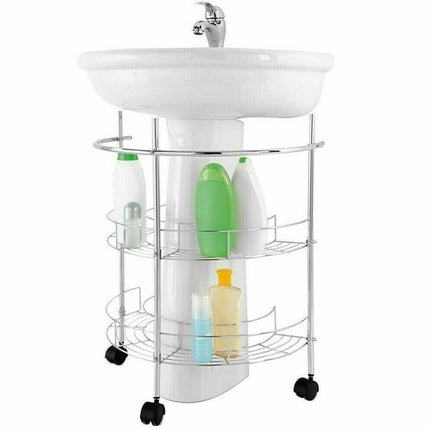 Scaffaletto Sottolavabo a 2 Ripiani in Acciaio Inox e Plastica 54,5 x 34 x 66,5 cm