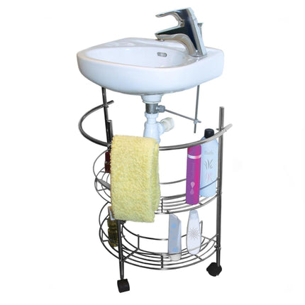 Scaffaletto Sottolavabo a 2 Ripiani in Acciaio Inox e Plastica 54,5 x 34 x 66,5 cm