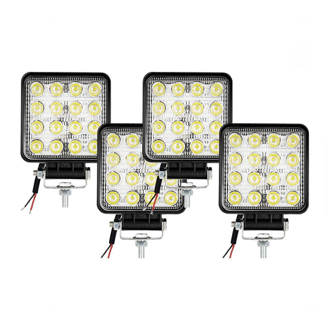 Set 4 Fari auto  a LED 48W - Luci Ausiliarie per Fuoristrada e Trattori 12V