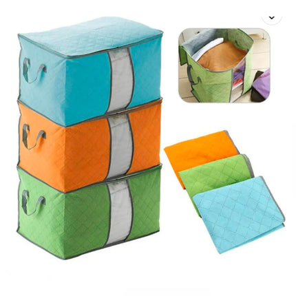 Set di 3 Organizer Portatili Porta Abiti in Tessuto