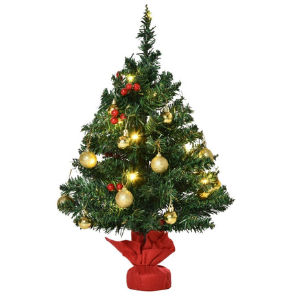 Albero di Natale Artificiale da Tavolo 60 cm 73 Rami 15 LED