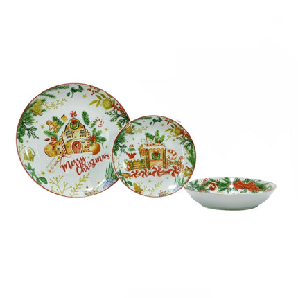 Set Natalizio di Piatti in Porcellana 18 Pezzi