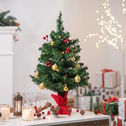 Albero di Natale Artificiale da Tavolo 60 cm 73 Rami 15 LED