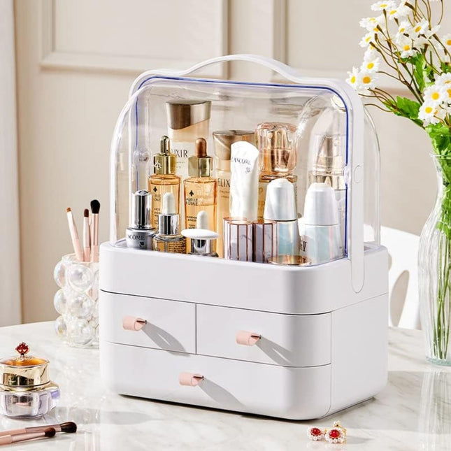 Organizer Trucchi con 3 Cassetti e Maniglie per Cosmetici, Gioielli e Accessori