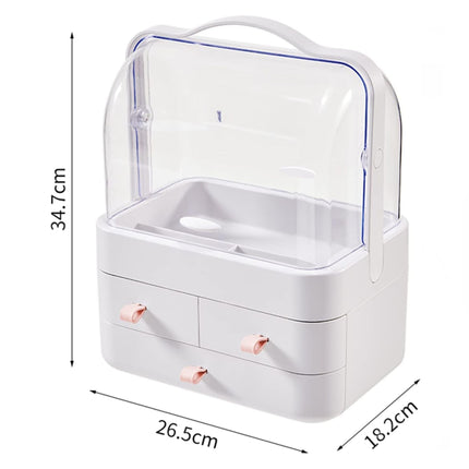 Organizer Trucchi con 3 Cassetti e Maniglie per Cosmetici, Gioielli e Accessori