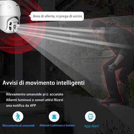 Telecamera di sorveglianza wireless wifi da esterno speed zoom motorizzata
