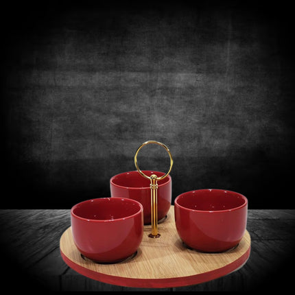 Antipastiera con 3 Scomparti e Base in Bamboo