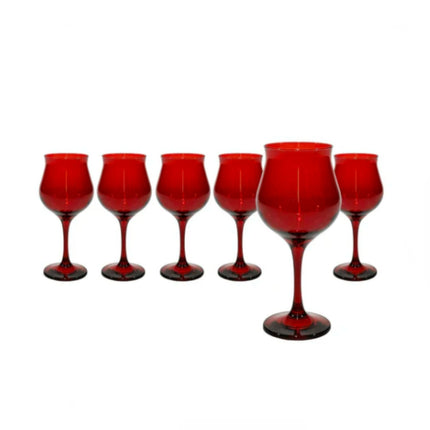 Set 6 Calici Vino in Vetro Colore Rosso Capacità 37 cl