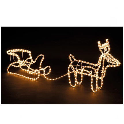 Decorazione Natalizia a LED Renna e Slitta Scintillanti