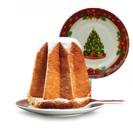 Piatto Panettone Natalizio in Ceramica con Paletta e decoro  27 cm
