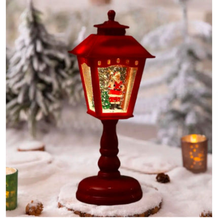 Lanterna Natalizia Babbo Natale con Luci LED Effetto Neve Luminosa e Funzione Musical