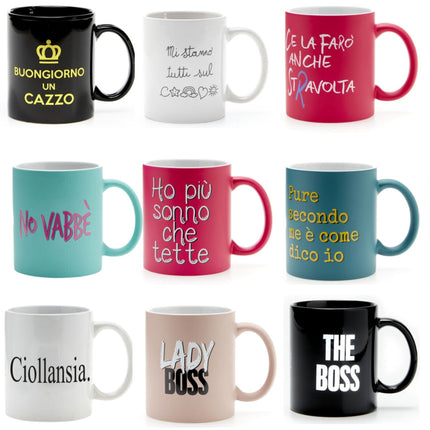 Mug tazza colazione in ceramica con manico e frase divertente Più Forty