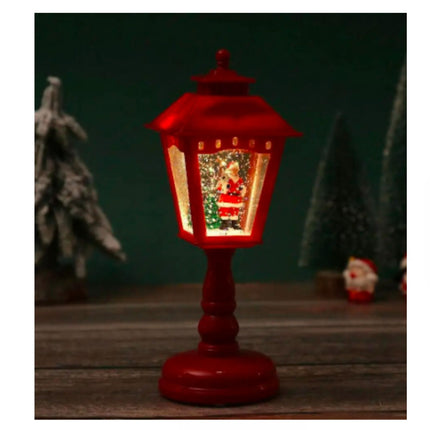 Lanterna Natalizia Babbo Natale con Luci LED Effetto Neve Luminosa e Funzione Musical