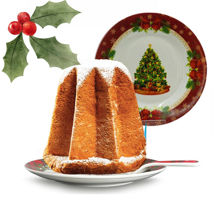 Piatto Panettone Natalizio in Ceramica con Paletta e decoro  27 cm