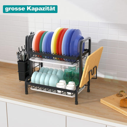 Scolapiatti con vassoio antigoccia 2 ripiani 23,5P x 53l x 39H cm